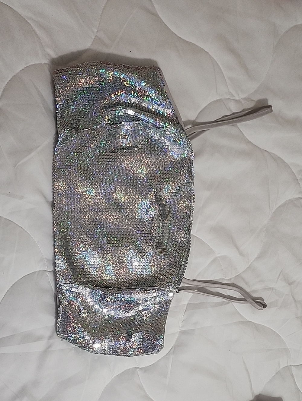 Gianni Bini Silver Holographic Sequin Bandeau
